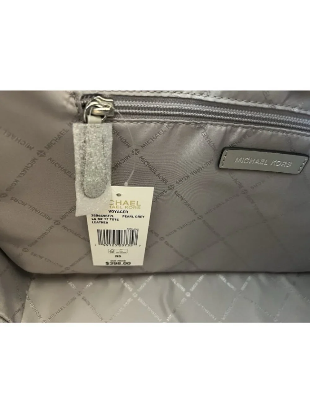 Michael Kors Voyager XL Leather Tote Shoulder Handbag Purse Pearl Grey MK NWT